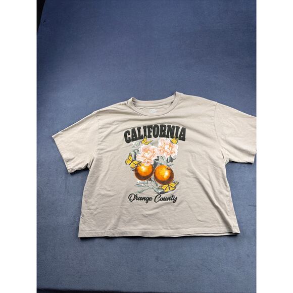 Organic Collective, CA Orange County Crop Graphic T, Women's XL, Tan w/ flowers - Picture 6 of 6